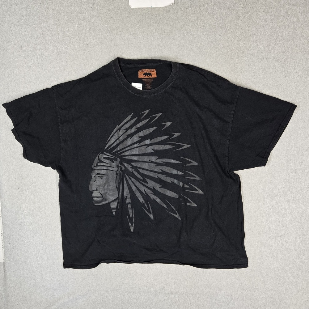 Ring Of Fire Men Shirt 3XL Black Graphic Headdress Grunge Native American